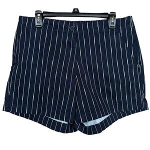 CLEARANCE Nautica  Navy Blue Striped Print Flat Front Chino Shorts Size 12